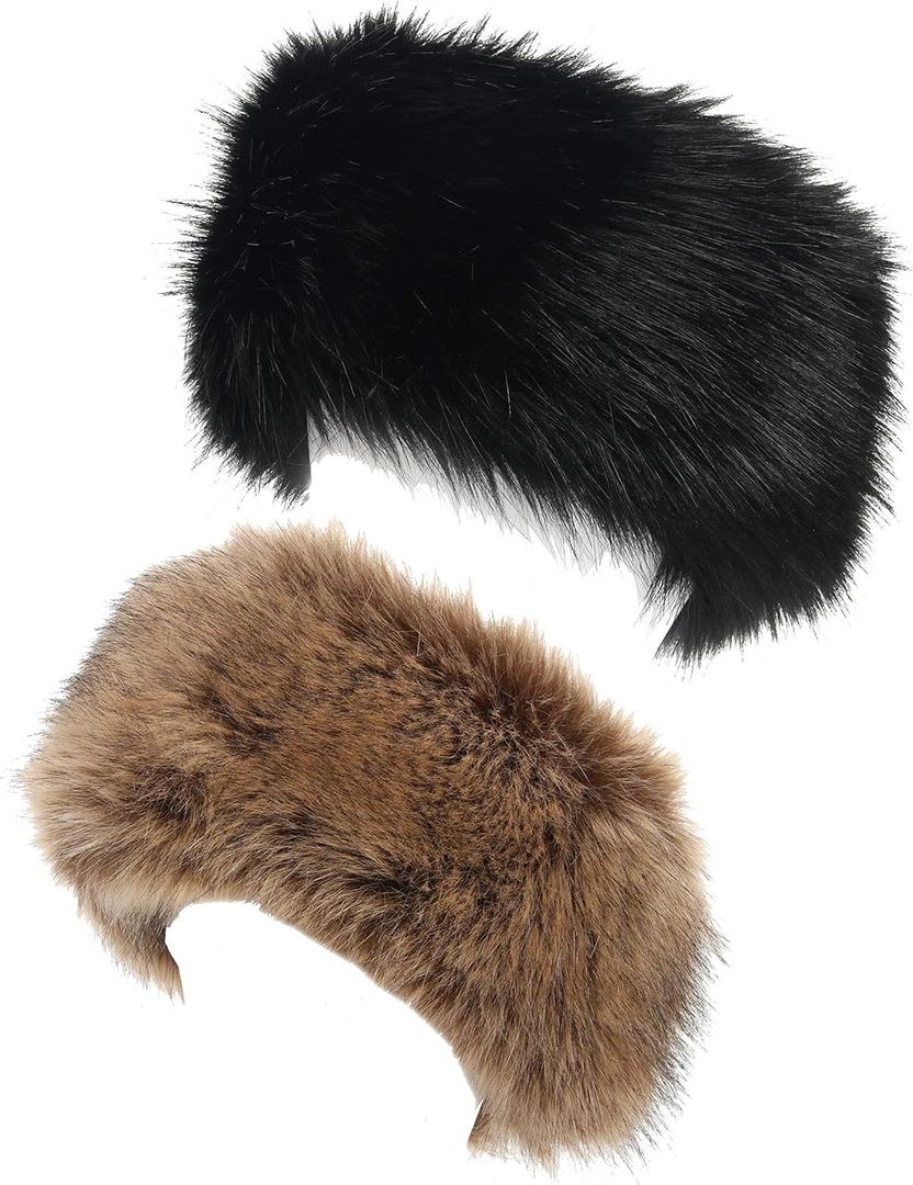 LA CARRIE Faux Fur Headband with Stretch Women's Winter Earwarmer Earmuff