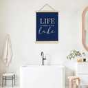 Ignytiger Navy Blue Summer Lake House Wall Art Decor, Life is Better at the Lake, 12x16 Inch