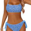 ZEMOQ Bikini Sets for Women High Waisted Two Piece Swimsuit Cheeky High Cut Color Block Bathing Suits, M