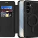 LEMAXELERS for Samsung Galaxy S25 FE Flip Wallet Case, Compatible with MagSafe, with [RFID Blocking] Card Holder PU Leather Shockproof Camera Protection Cover for Samsung Galaxy S25 FE, Black WLD