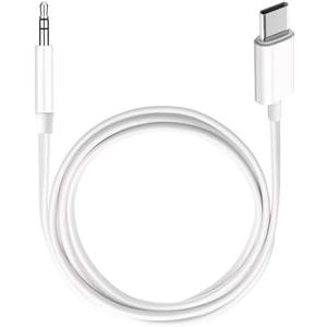 USB C to 3.5mm Audio Aux Jack Adapter,3.3 ft, aux Cord for iPhone,Type C to 3.5mm Aux Headphone Stereo Cord Car Cable for iPhone 16/16 Pro, Samsung Galaxy S25 and Other iOS and Android Devices(White)