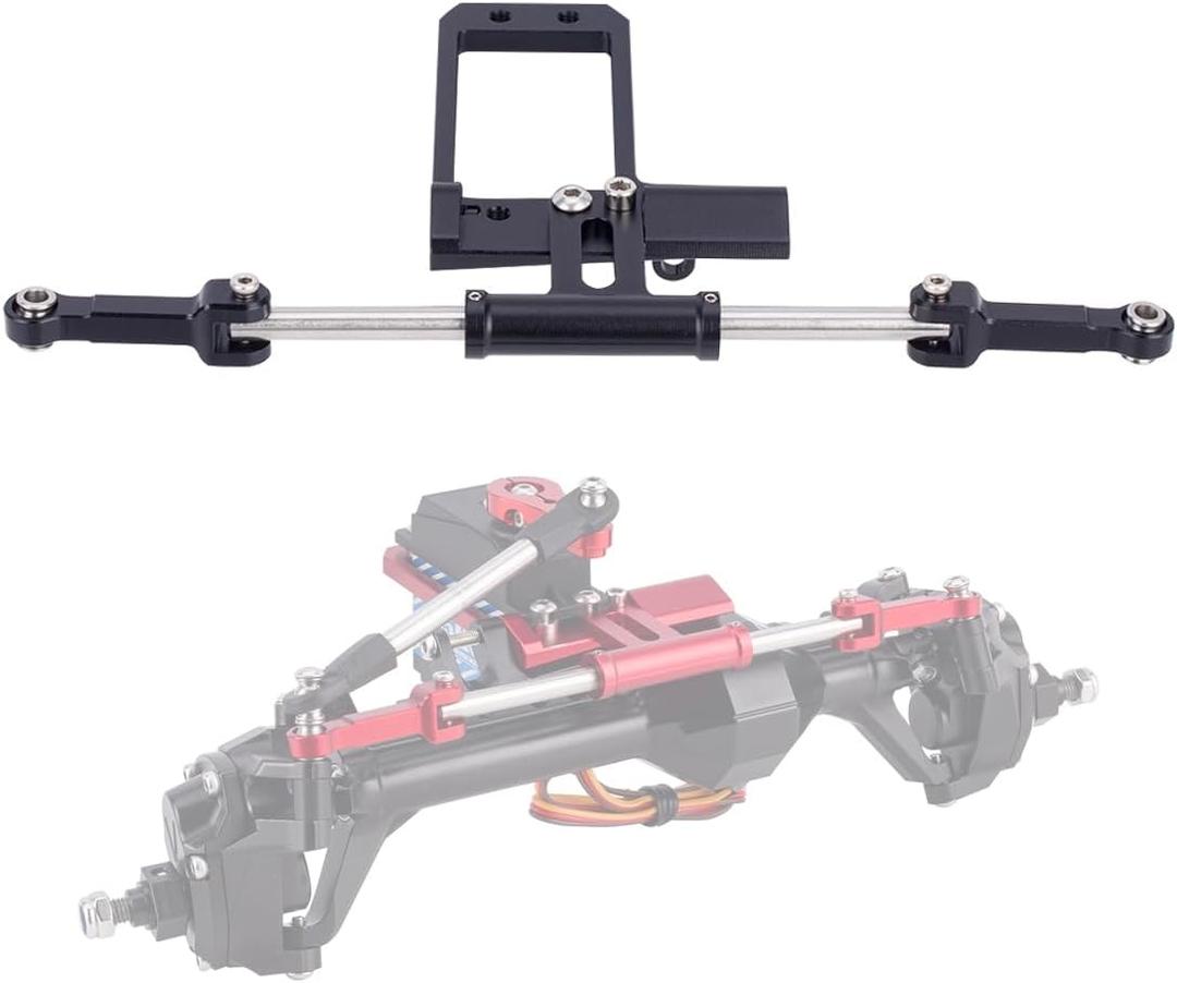 Aluminium BTA Servo Mount and Steering Link Linkage for 1/10 RC Crawler Vanquish Phoenix VS4-10 F10 Portal Axle Upgrade (Black)