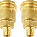 QCC1 Nut Propane Gas Fitting Adapter with 1/4 NPT Male Threaded Propane Tank Adapter Quick Connect Fittings - Solid Brass QCC1 Propane Hose Adapter Fits Camping 2PCS