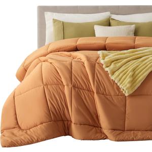 Bedsure Comforter Duvet Insert - Quilted Comforters King Size, All Season Duvet, GentleSoft Down Alternative Bedding, with 8 Tabs, Gifts for Women/Men, Burnt Orange, King 90 x 102 Inches