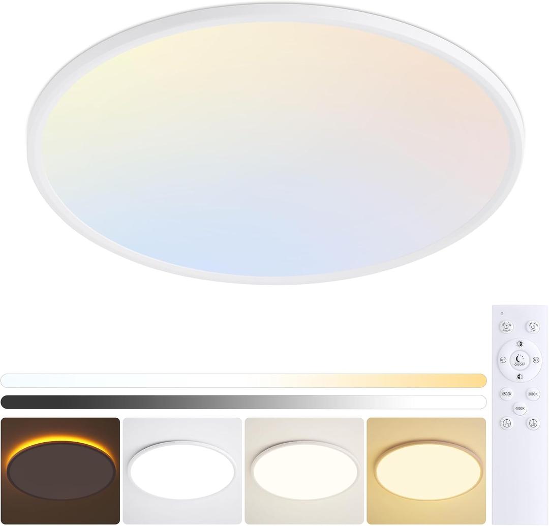 MOONSEA 20 Inch LED Flush Mount Ceiling Light Fixture with Remote Control
