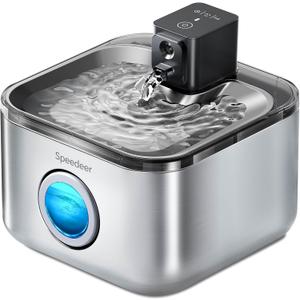 Wireless Cat Water Fountain Stainless Steel, 135oz/4L Pet Fountain Battery Operated, Cordless Running Water Dispenser for Cats & Dogs with Motion Sensor, Ultra Quiet, Multi-Filtration