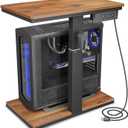 Height Adjustable Computer Tower Stand with Wheels and Charging Station,2-Tier PC Stand for Floor or Carpet,PC Holder Under Desk for ATX-Case,Office,Home,Gaming Room