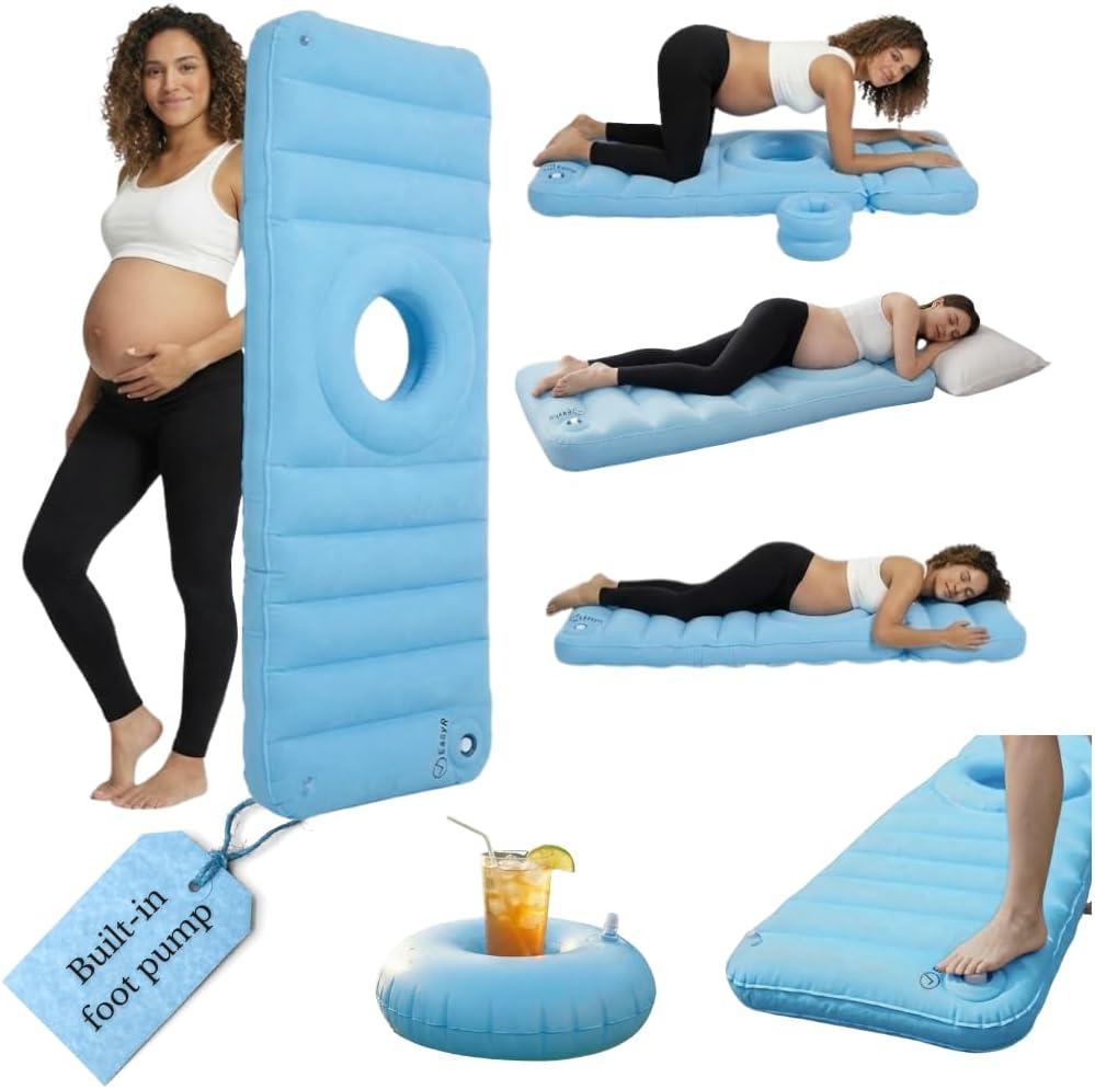 EasyR - Pregnancy Pillow with Belly Hole - Inflatable Pillows for Pregnant Women - Wedge Body Sleeping Mom Maternity Stomach - Pool Bed Float Mattress Back Pain Relief Support Momcozy Full Medcline