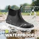 Women's Deck Boots, Waterproof Ankle Rain Boots with Anti-Slip Traction, Rubber Garden & Fishing Boots for Boating, Camping, Farming & Outdoor Work (9.5, Black)
