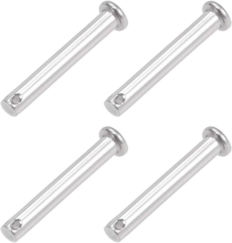 uxcell Single Hole Clevis Pins - 6mm X 40mm Flat Head 304 Stainless Steel Link Hinge Pin 4Pcs
