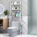 3-Tier Over the Toilet Storage, Metal Bathroom Shelve, Over Toilet Bathroom Organizer, Space Saver Bathrooms Shelve for Restroom Laundry Balcony, White