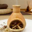 Mini Ceramic Palo Santo Holder for Incense Sticks, White Sage and Meditation Decor, Decorative Palo Santo Burner (Natural)
