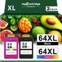 64XL Ink Cartridge Combo Pack for HP Ink 64 64XL Black and Color Ink Cartridge Works with Envy Photo 7855 7155 7858 7800 6255 Tango Printer