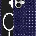 Jusy Compatible with MagSafe Polka Dot Case for iPhone 16, Cute Aesthetic Polka Dots Magnetic Phone Case, Soft TPU and Hard PC Protective Phone Cover for Women Girls (Matte), Navy Blue