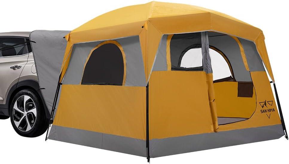 San Hima SUV Tailgate Tent for Camping, Car Tent with Detachable Awning, Waterproof 3000mm & UV50+ 210D Oxford, Fits SUV Van Minivan Jeep CUV Model Y, Windproof with Storage Bag, 6-Person