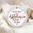 2 x Thank You Gift Ornament 2025, Never Forget The Difference That You Make Ornament – Inspirational Quote Gift for Teacher, Friend, or Coworker, Appreciation Keepsake, Motivational Christmas Ornament