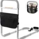 Panta Bed Assist Rail, ASTM F3186, Adjustable, Grey | Foam padded handle, fixing strap, storage bag, fits twin/full/queen/king, portable bed cane