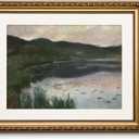 ARPEOTCY Gold Framed Scenery Wall Art, Living Room Bedroom River Landscape Pictures Wall Decor, Farmhouse Retro Decor, Canvas Prints, Antique Picture Frame Vintage Paintings,13x16 Inch (Summer Night Landscape)