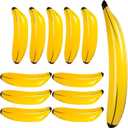 Simgoing 12 Pcs Inflatable Bananas Props Balloons Include 23 Inch Banana x 11, 70 Inch Banana x 1, Bachelorette Party Decoration Plastic Bananas for Swimming Pool Party Favors Supplies