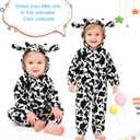 ALVABABY Christmas Baby Bunting Bodysuit with Hood, Romper Jumpsuit Animal Costume Outfit, Soft Warm Onesize Newborn Toddler (12-18 Months, Dairy Cow)