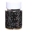 1000pcs 4mm Hair Tinsel Extentions Beads, Silicone Lined Micro Rings Links,Hair Fairy Beads for Hair Extensions,Black