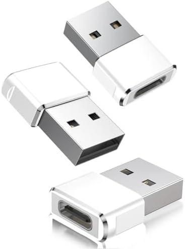 Basesailor USB to USB C Adapter,Apple iPhone 16 15 14 Pro Max Charging Adapter 3Pack,Type C Female to USB A Male Cable Converter for Apple Watch iWatch Series 10 9 8 SE,Airpod 2 3 4,iPad Mini 7 Air 6