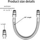 Industrial Grade Compressor Jumper Hose 1/2" NPT compressor jumper hose Male x 20" Length, 450 PSI &750F High Temp & Pressure Resistance for Compressed Air SystemsMade of 304 stainless steel