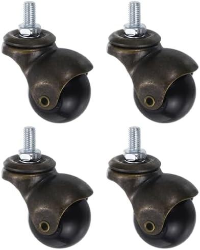 uxcell 1.5 Inch Ball Caster Wheels, 4pcs Threaded Stem Caster 360 Degree Rotatable Caster Wheels for Furniture, Bronze Tone