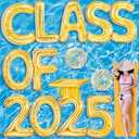 Sumind 15 Pcs Large Class of 2025 Graduation Pool Float 15 x 20 Inch Inflatable Letter Float Glitter Grad Party Decor 2025 Graduation Pool Party Decorations with Beach Ball Grad Hat (Gol)