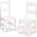 Melissa & Doug Wooden Chairs, Set of 2 - White Furniture for Playroom (Multi-color)