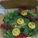 Ribbon Christmas Wreath Christmas Ornament Christmas Candlestick Garland Candle Cup(6F)