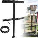 Trailer Tool Rack Shovel Holder - Shovel Rack for Trailer with 6 Tool Holes with Rubber Grommets, Classical Black