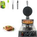 Commercial Waffle Maker, 1200w, 110v Round Waffle Iron, Non-Stick Stainless Steel Waffle Baker Machine with 122-572 Adjustable Temperature and Timer Control