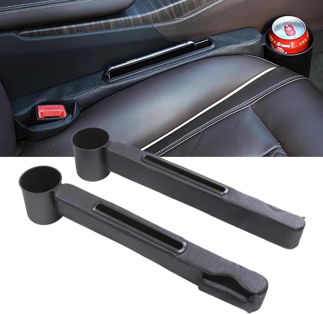 Car Accessories,Car Gap Plug,with Pocket Organizer and Removable Cupholder,Cup Holder for Car,3in1 Car Seat Gap,Prevent Small Items from Falling,Car Seat Gap Storage.(Black) (Black2)