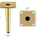 Gold Metal Furniture Legs Heavy Duty Straight Furniture Feet DIY Modern Replacement Legs for Cabinet Sofa Couch Chair-Set of 3 (Gold, 6")