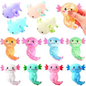 Meooeck 12 Pack Axolotl Stress Relief Toys Glitter Axolotl Starfish Stress Balls Fun Relaxing Squeeze Fidget Toys Relieve Anxiety Squeeze for Birthday Party Goodie Bag Stuffers(Classic)