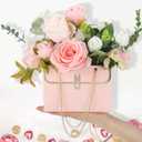 Lincia 12 Pcs Mother's Day Pink and Black Flower Box Wedding Flower Paper Gift Bag Bouquet Boxes with Handle Boxes for Arrangements Bouquet Wrapping Paper for Mother's Day Wedding baby shower