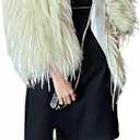 Guseval Women's Fashion Cropped Faux Fur Jacket Long Sleeve Open L