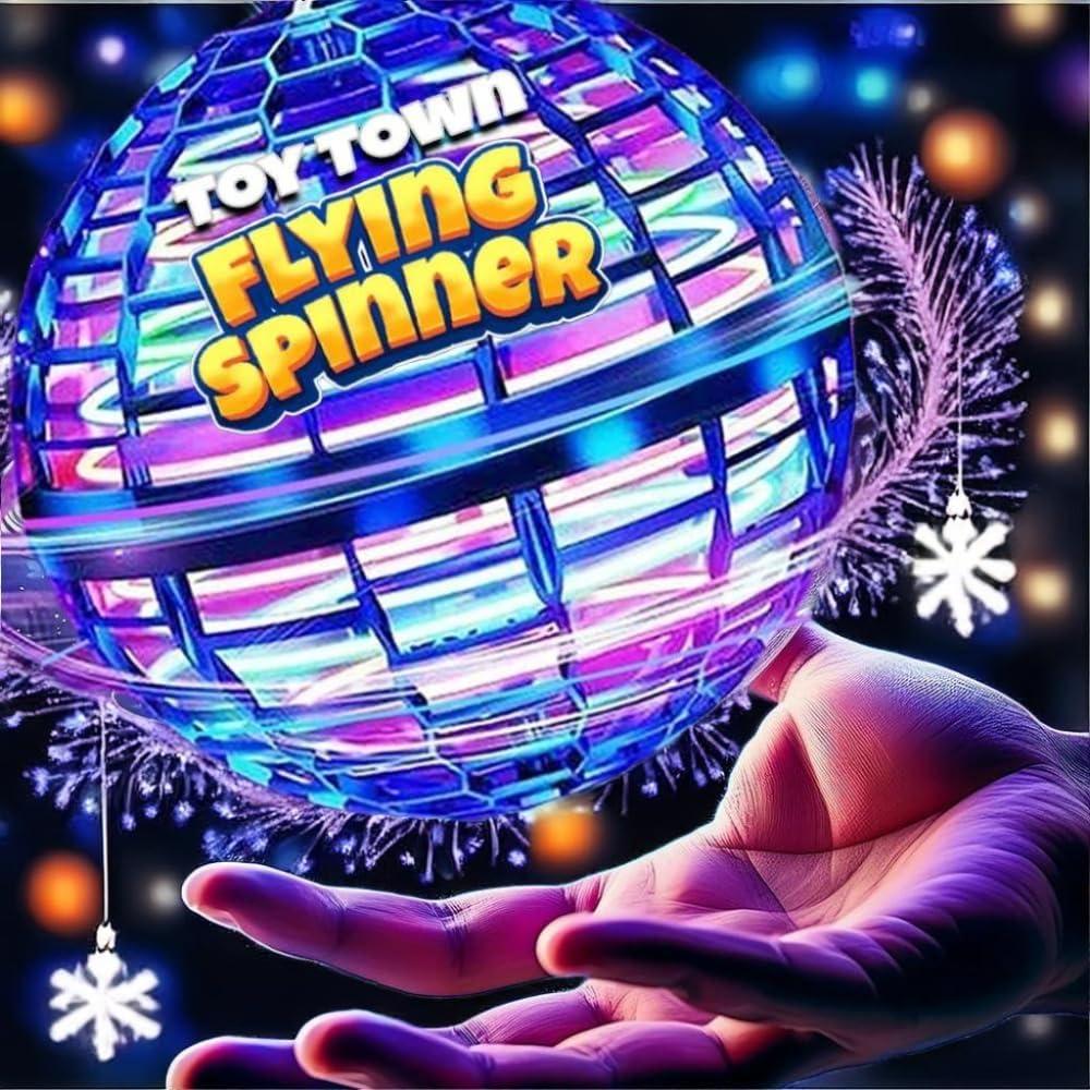 2025 New & Improved Flying Orb Ball (Blue) - Magic Hover Boomerang Spinner, Cosmic Globe with RGB Lights, for Kids, Teens, Adults - Indoor Outdoor Hand Drone Fidget Toy