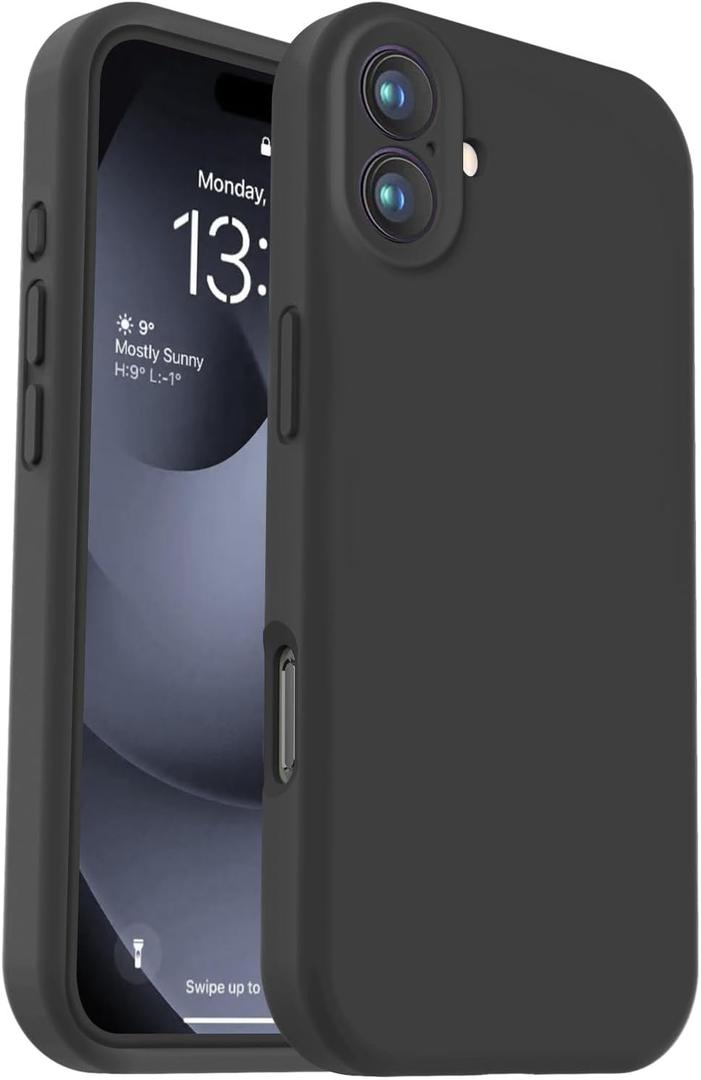Vooii Compatible with iPhone 16 Case, Liquid Silicone Upgrade [Camera Protection] [Soft Anti-Scratch Microfiber Lining] Shockproof Phone Case for iPhone 16 6.1 inch - Black