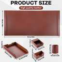 5 Pcs Bonded Leather Desk Organizer Accessories Set 30 x 18 Inch Leather Desk Mat Protector Sticky Note Holder File Paper Tray Pen Cup Business Card Holder Workspace Decor for Women Men