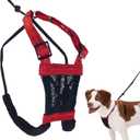 Sporn No Pull Dog Harness, Durable Nylon Mesh Harness for Medium Dogs, No Choke Design, Padded Restraint Sleeves, Adjustable Fit, Easy On/Off, Ideal for Medium Breeds, Red