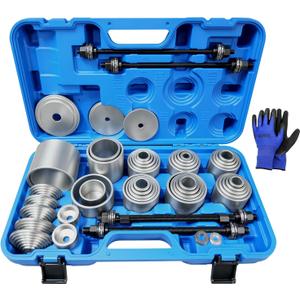 50Pcs Pull and Press Sleeve Kit, Bushing Press Kit for Most Engine Cars | Universal Bearing Bushing Seal Removal Installation Tool Kit 5 Pulling Spindles with Gloves Toolbox