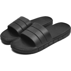 clootess Shower Slide Shoes for Men and Women Home Sandal Bath Slipper Indoor House Pool College Dorm Non-Slip (8.5-9.5 Wide Women/7-8 Men, Black)