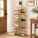 JSWHYBD Gold Shoe Rack Tower, Narrow Metal Organizer for Small Spaces, 8-tier