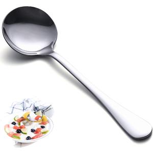 HAPPY KIT Soup Spoons Set 12 Pcs Premium Stainless Steel Round Spoons Heavy-Weight Durable Flatware Set