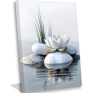 Zen Bathroom Canvas Wall Art 16x24in Framed