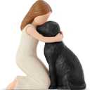 Hensonever Love My Black Dog Figurines Statues, Black Dog Angel Friendship Remembrance Gifts, Sculpted Hand-Painted Figures for Dog Lovers