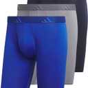 adidas Men's Performance 3-Pack Long Boxer Brief, Underwear Boxer Briefs - 3-Pack Long Men's Underwear Pack (Large, Team Royal Blue/Grey/Legend Ink Blue/Microfiber)