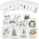 Tenceur 100 Pcs Christmas Gift Bags Bulk with Handles Reusable Kraft, Holiday Vintage Small Paper Christmas Bags for Gifts for Xmas Stuffer Candy Present Wrapping, 8.27 x 5.91 x 3.15 Inches (White)